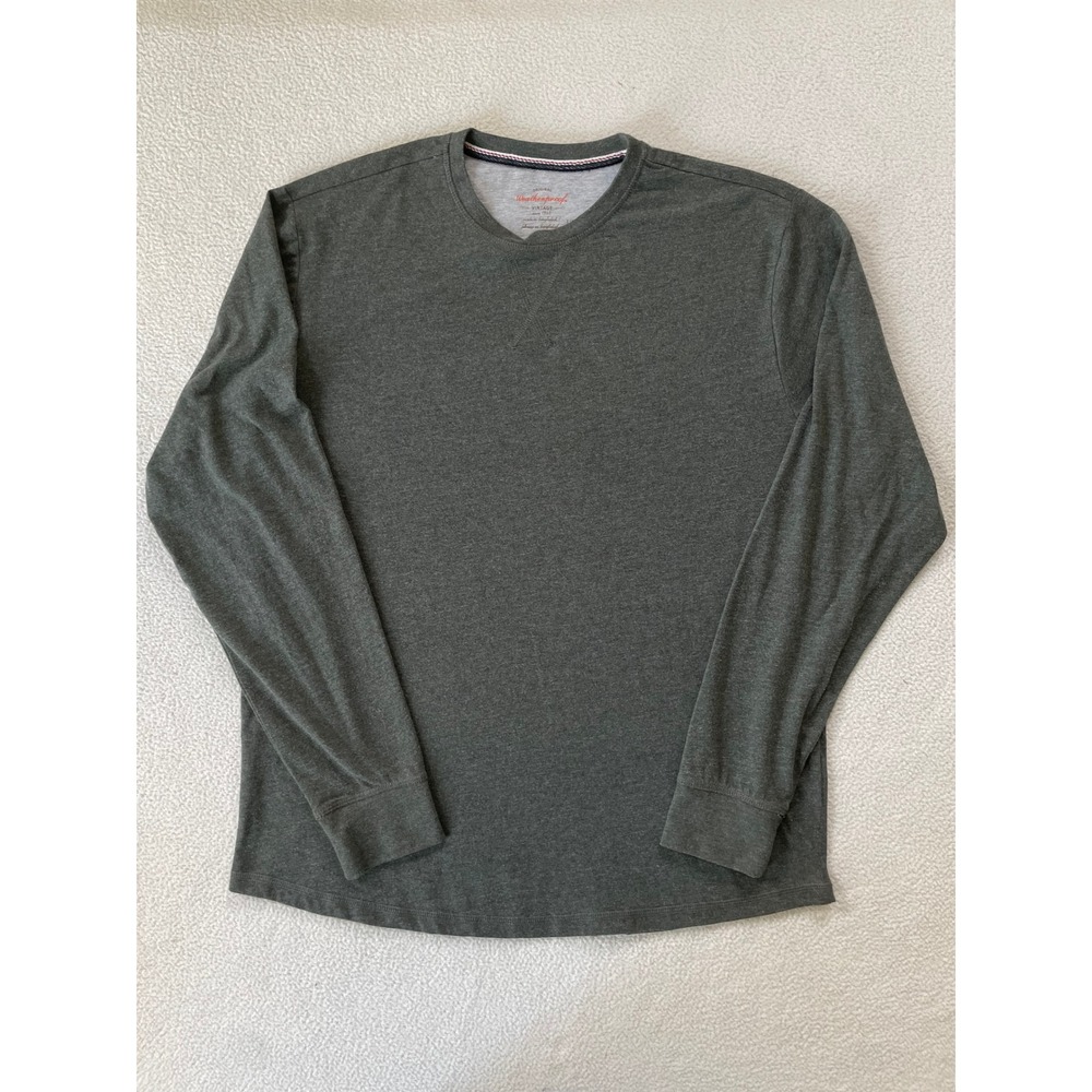 Weatherproof Mens Large Long Sleeve Tee Olive Green V-Stitch Crewneck Shirt Norm